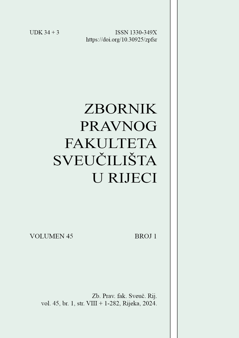 Zbornik Pravnog Fakulteta Sveucilista U Rijeci